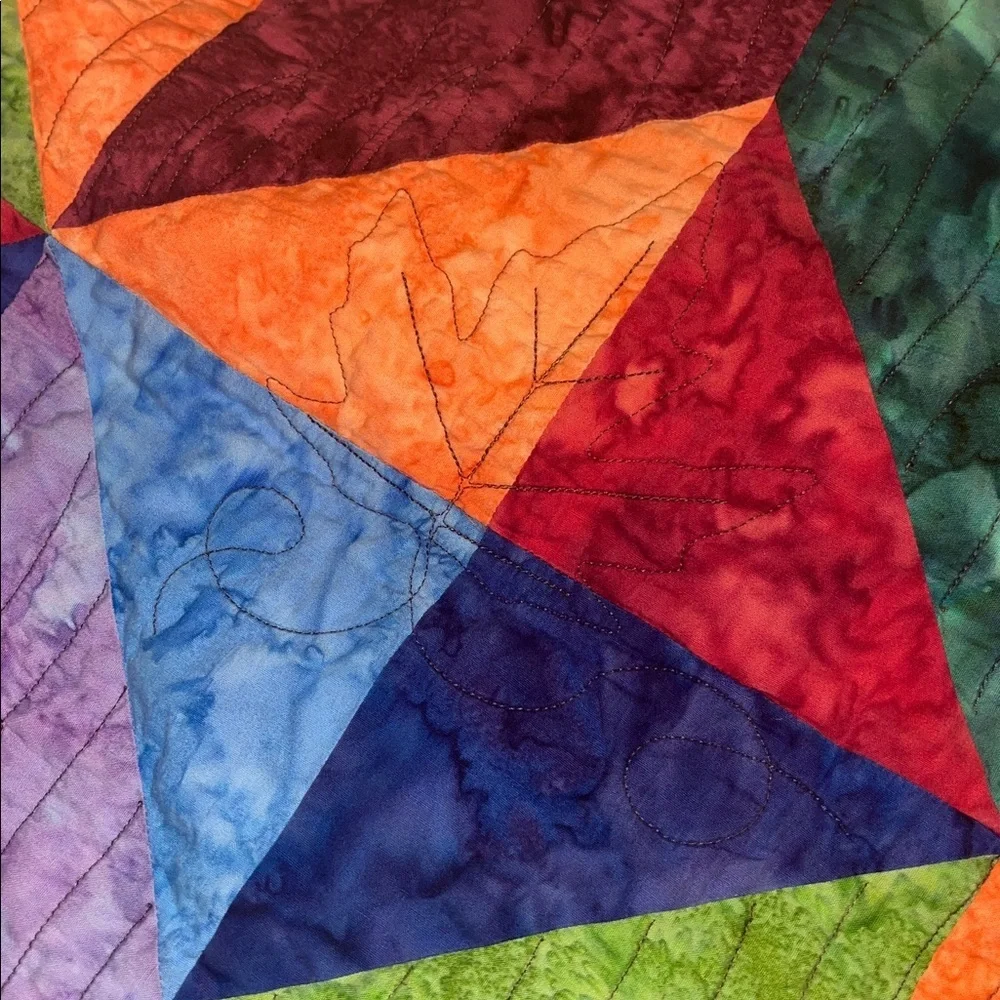 Source Unknown Wildlife Bear & Reverse Side Geometrical Print Quilt / Queen